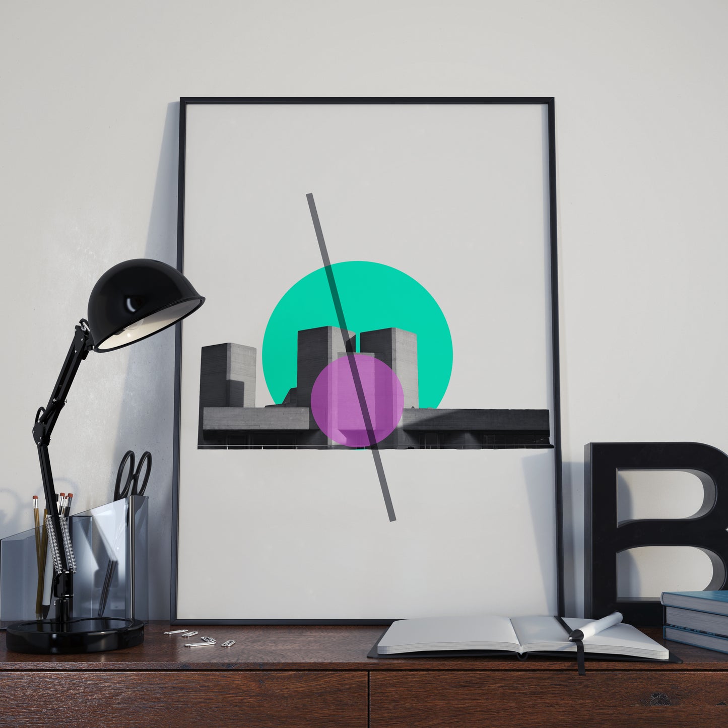 Abstract Brutalist Architecture Print: Modern Geometric Wall Art