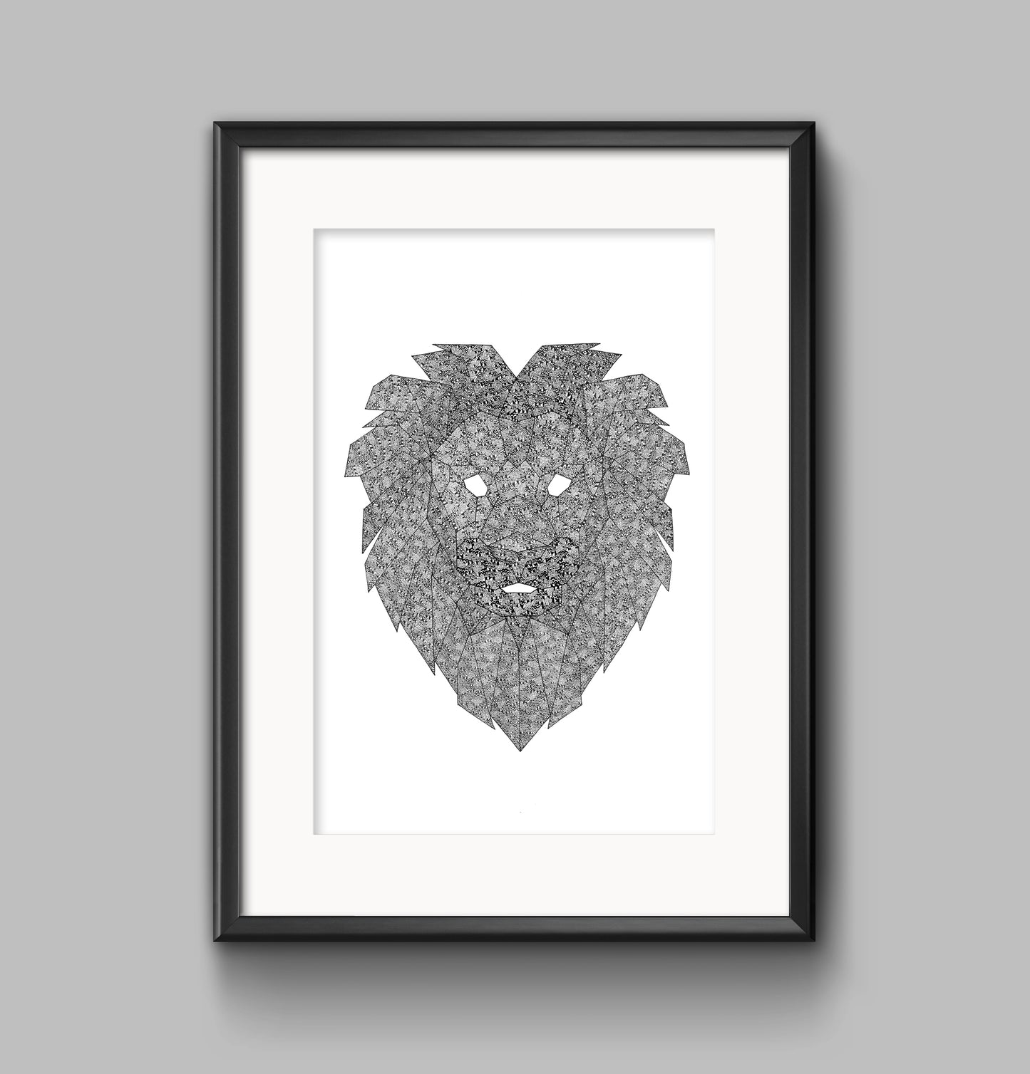 Hand-Drawn Lion Print: Geometric Wildlife Art