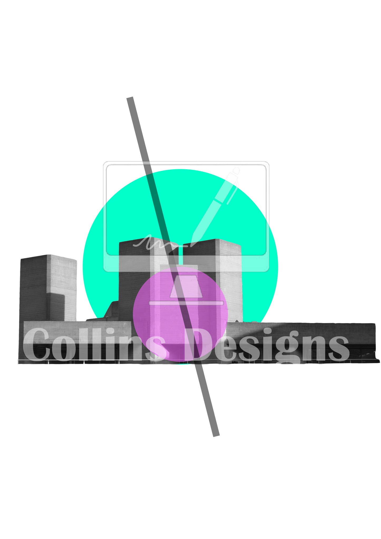 Abstract Brutalist Architecture Print: Modern Geometric Wall Art