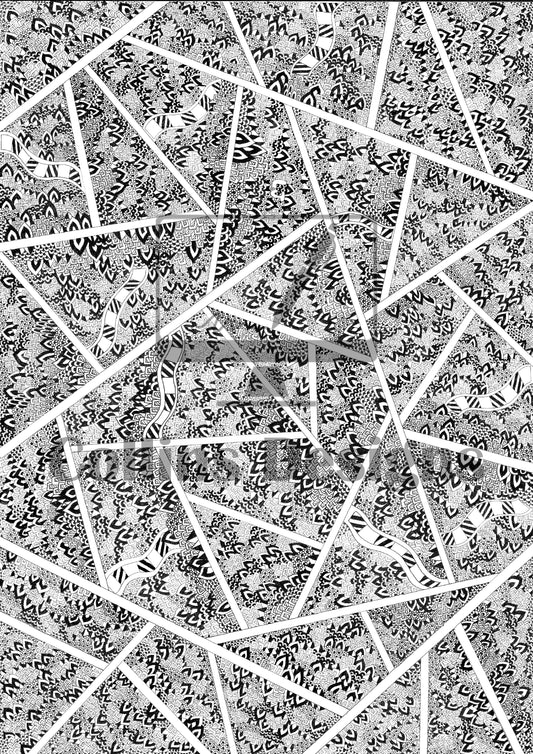 Hand-Drawn Geometric Print: Black and White Abstract Doodle Art